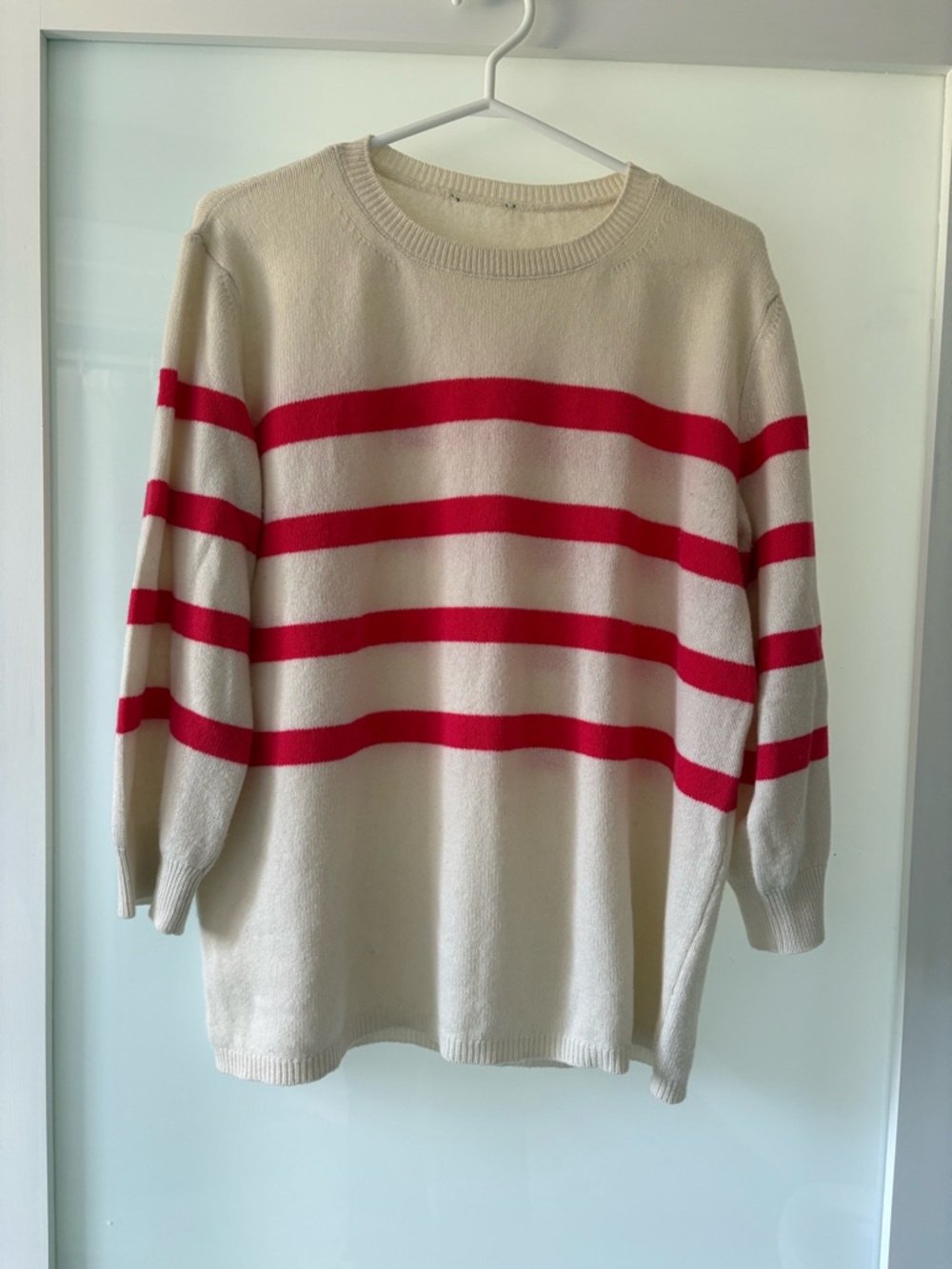 A.P.C. Cream Sweater with Light Red Stripes